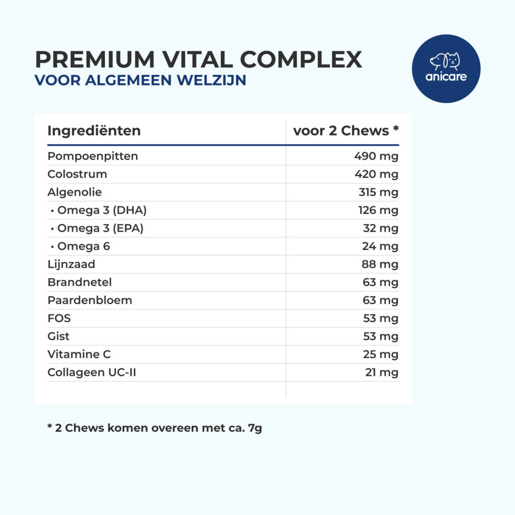 Premium Vital Complex Ingrediënten overzicht